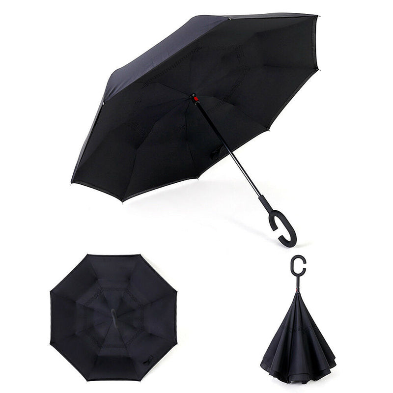 C-Handle Windproof Reverse Umbrella (Windproof + UV Protection)