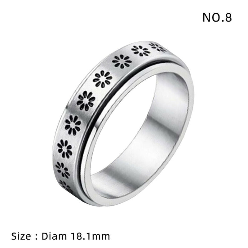 Stainless Steel Moon and Star Anxiety Spinner Ring