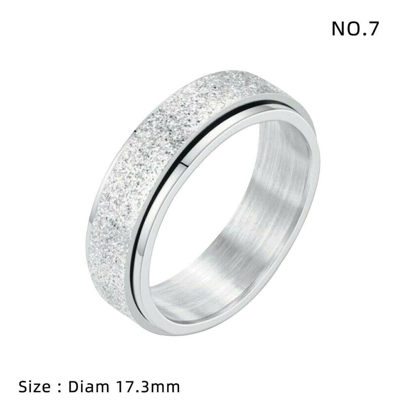 Stainless Steel Moon and Star Anxiety Spinner Ring