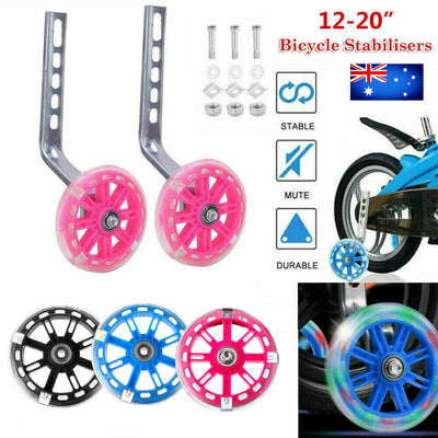 Kids Bike Training Wheels LED Stabilisers for 12 14 16 18 20 inch Bicycle Safety