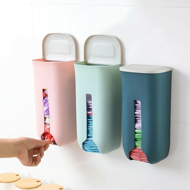 Kitchen Grocery Plastic Bag Holder Dispenser Saver Wall Mount Organizer