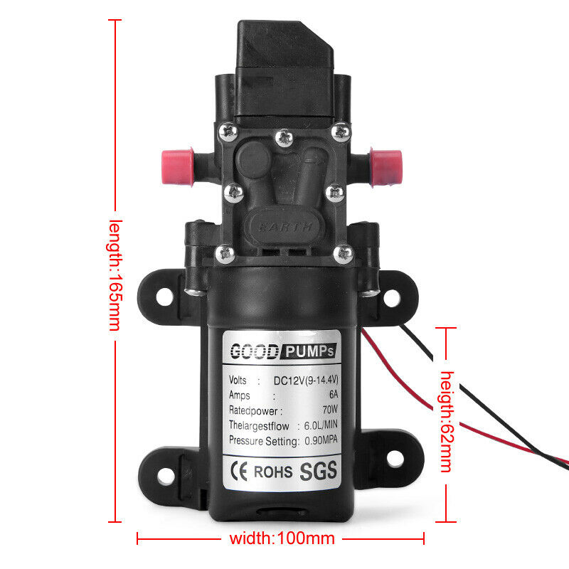 12V Water Pump 6L/Min 70W 130PSI