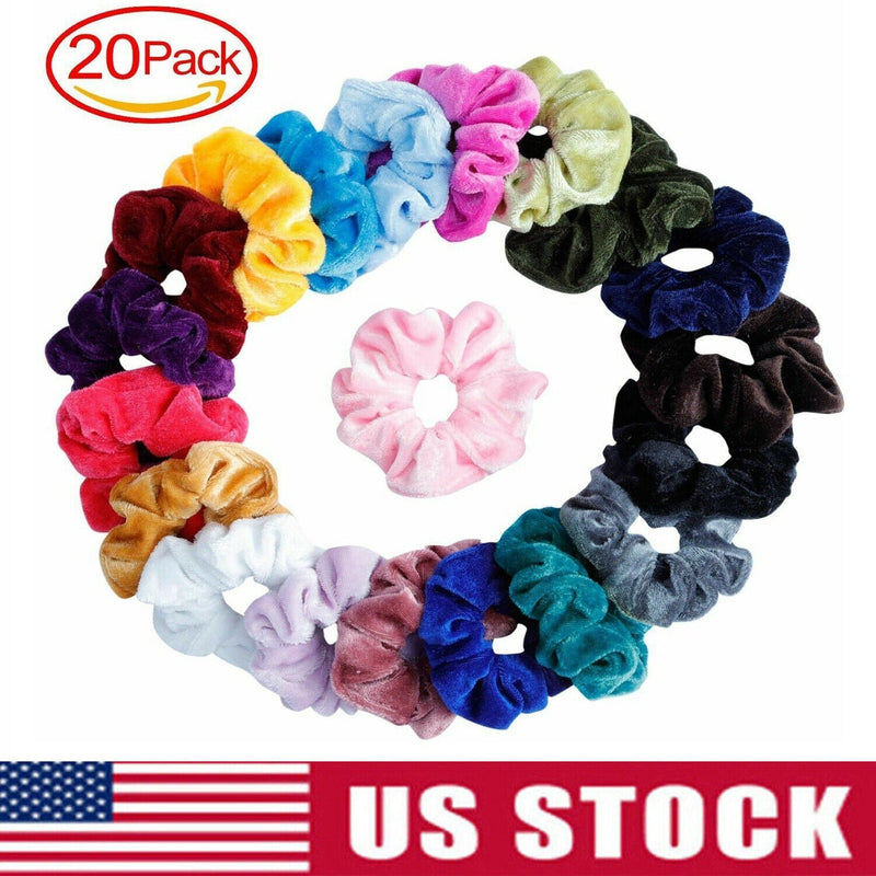 20 Pack Women Girl Hair Scrunchies Velvet Elastic Hair Bands Scrunchy Rope Ties