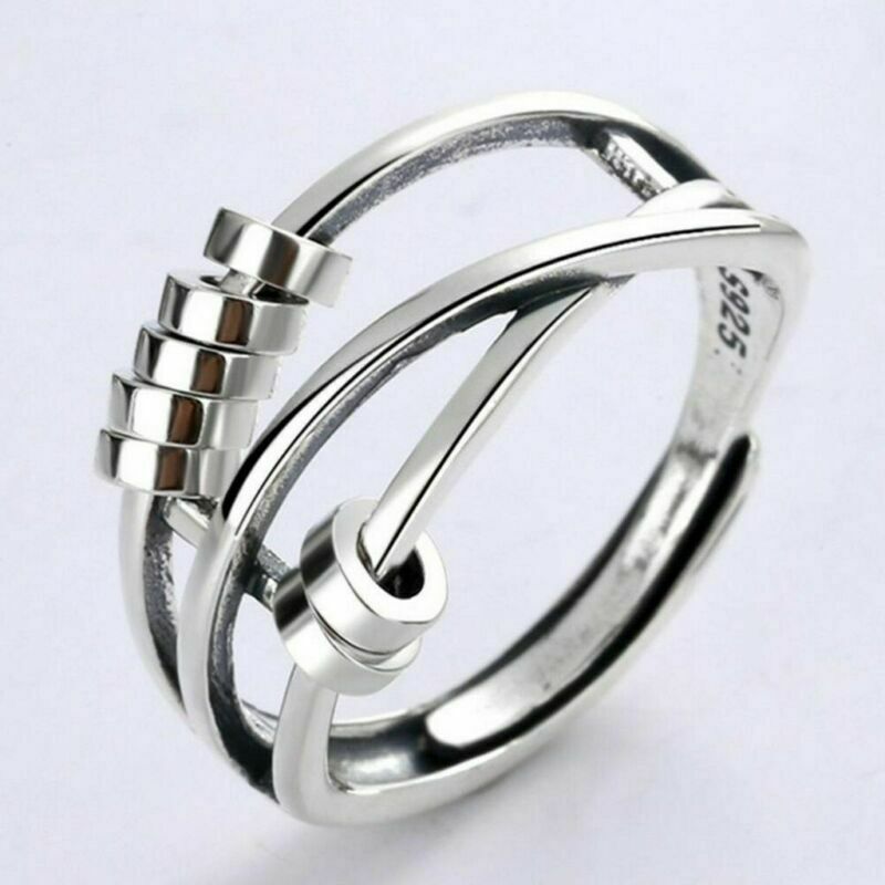 Fidget ring Anxiety Ring Sterling Silver Finger Ring Meditation Spinner Stress