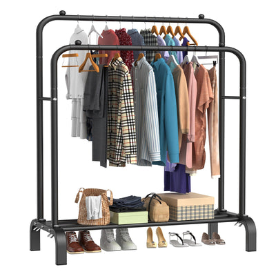 Heavy Duty Metal Double Rail Clothes Garment Hanging Rack