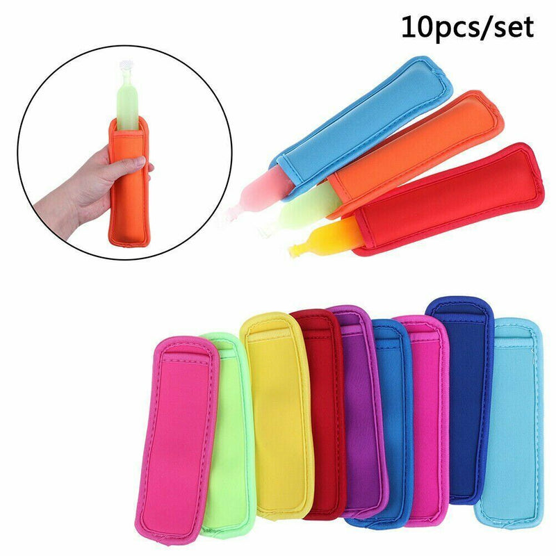 10x Colorful Ice Sleeves Icy Block Lolly Cream Holder