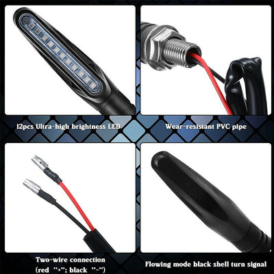 4X Motorcycle Indicators LED Turn Signal Flowing Water Light