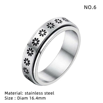 Stainless Steel Moon and Star Anxiety Spinner Ring