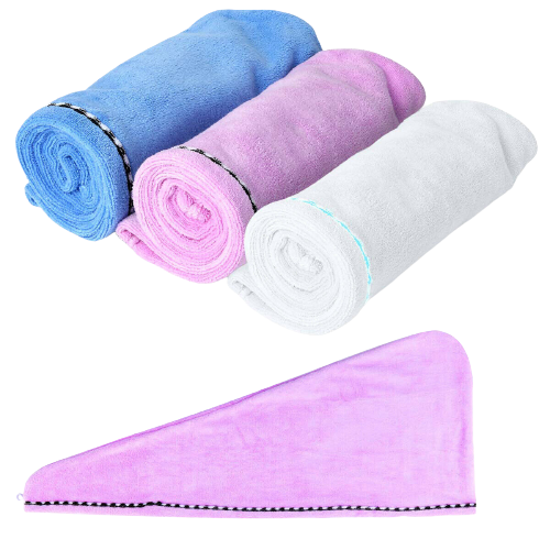 3PCS Rapid Fast Drying Hair Absorbent Towel Turban Wrap Soft Shower Bath Cap Hat