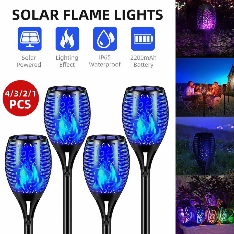 4 Pack Flame Solar Torch Light