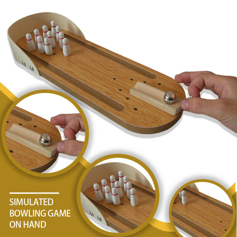 Table Mini Bowling Game Set Wooden Desktop Office Family Toys For Kids