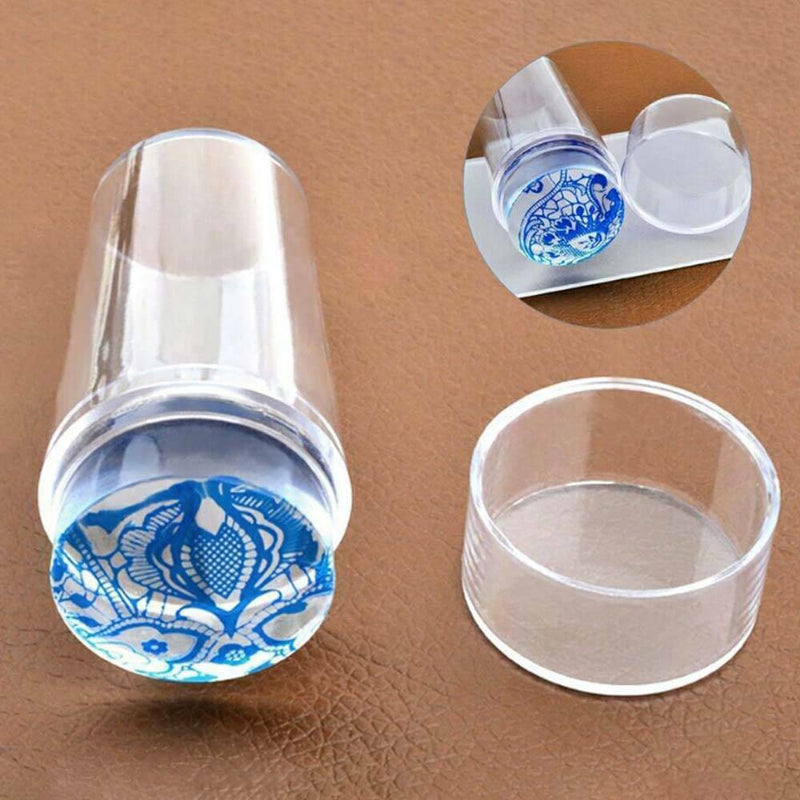 Clear Silicone Nail Art Stamping Stamper & Scraper Set Transfer Tools DIY