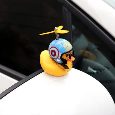 Wind Propeller Helmet Small Yellow Duck Wind & Wave breaking Car Dashboard Decor