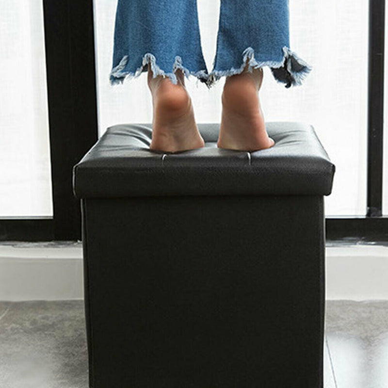 Folding Ottoman Pouf Storage Cube Stool