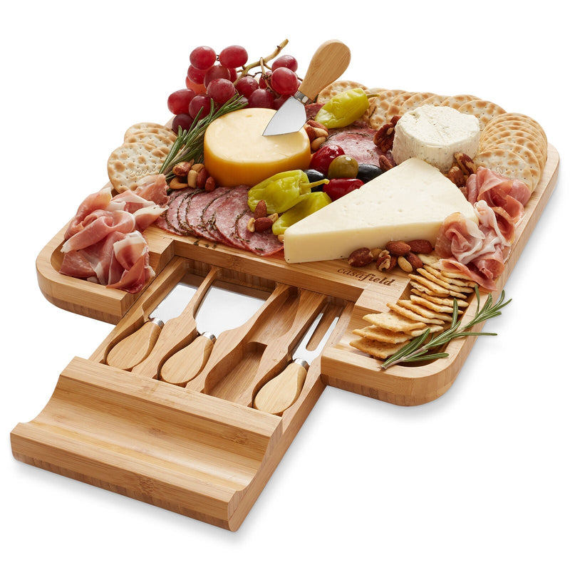 Bamboo Cheese Cutting Board Knife Gift Set Wooden Charcuterie Meat Serving Tray