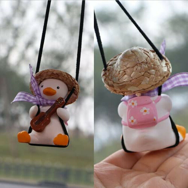 Cute Little Duck Car Pendant Decoration Duck Swing Auto Rearview Mirror Pend