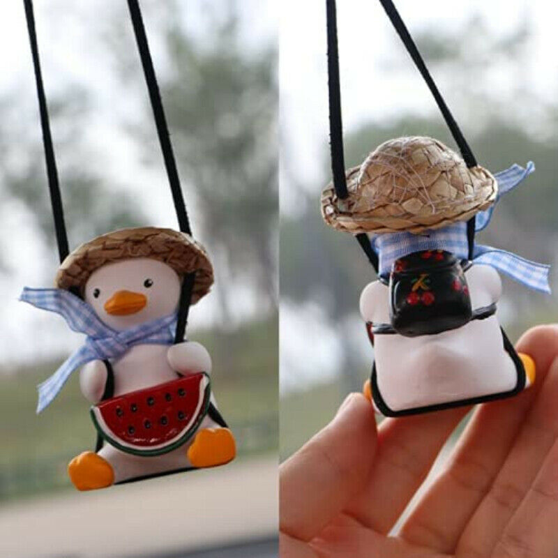 Cute Little Duck Car Pendant Decoration Duck Swing Auto Rearview Mirror Pend