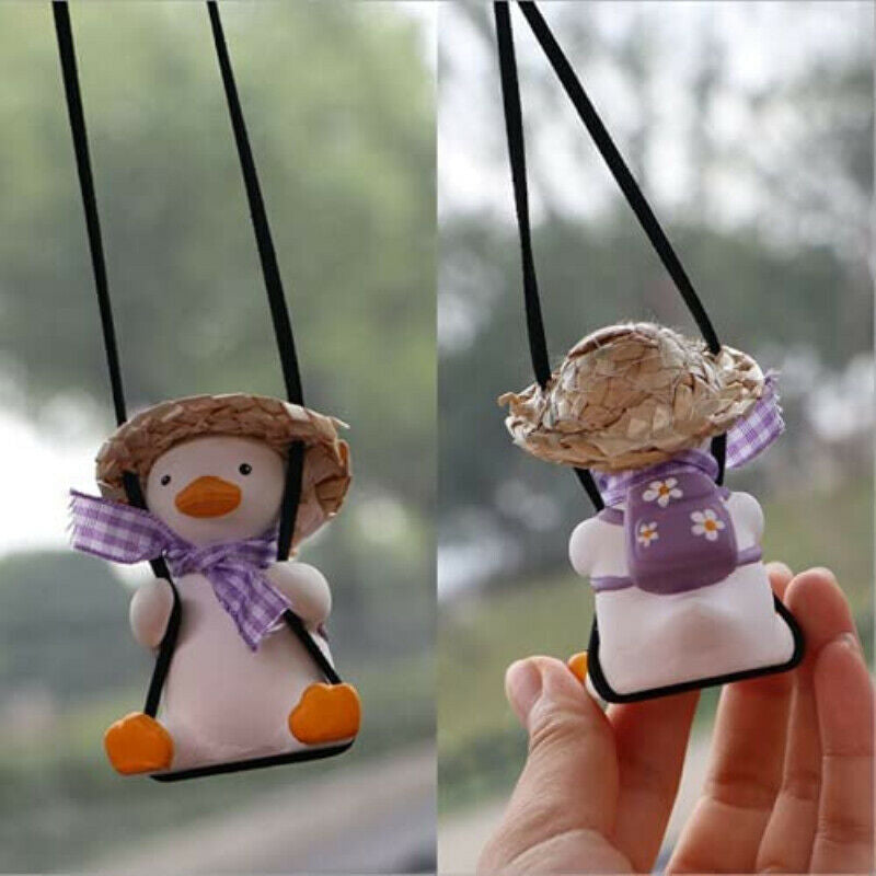 Cute Little Duck Car Pendant Decoration Duck Swing Auto Rearview Mirror Pend