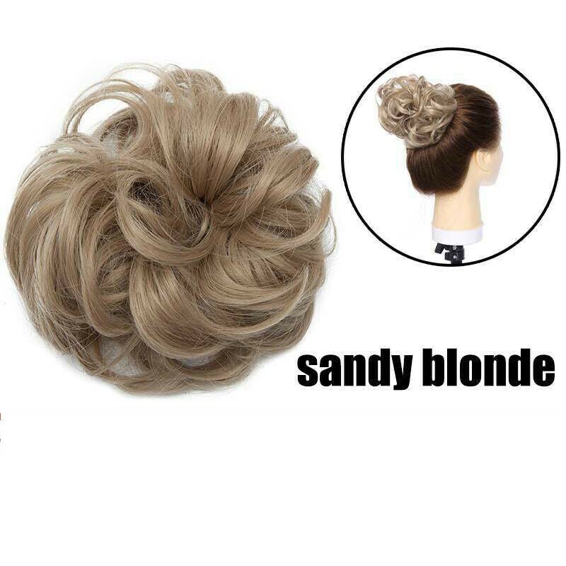 Girls Women Elastic Wig Hair Ring Curly Scrunchie Bun Chignon Ponytail Hairpiece