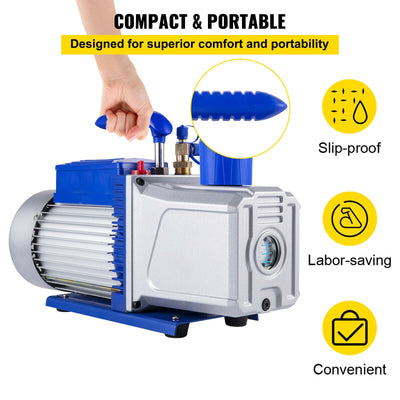 12CFM 2 Stages Refrigerant Vacuum Pump Refrigeration Gauge Tool Air Condition