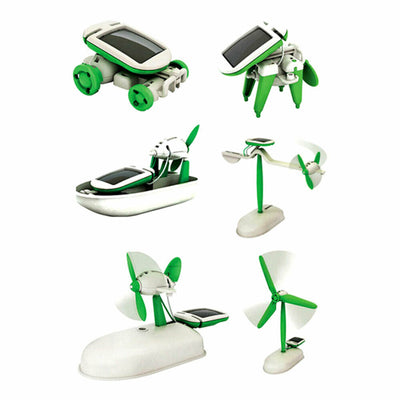 6 in 1 DIY Educational Toy Car Fan Toys Solar Powered 3D Model Boat Robot Kit