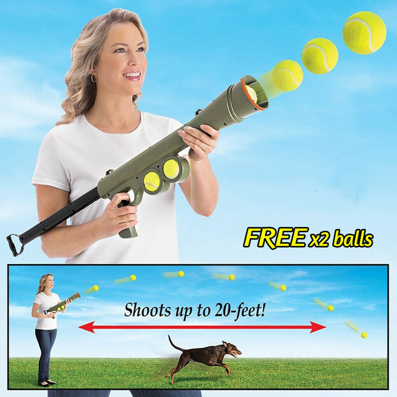 Dog Tennis Ball Gun Launcher Pet Play Outdoor Toy Fetch Throw Interactive Toy