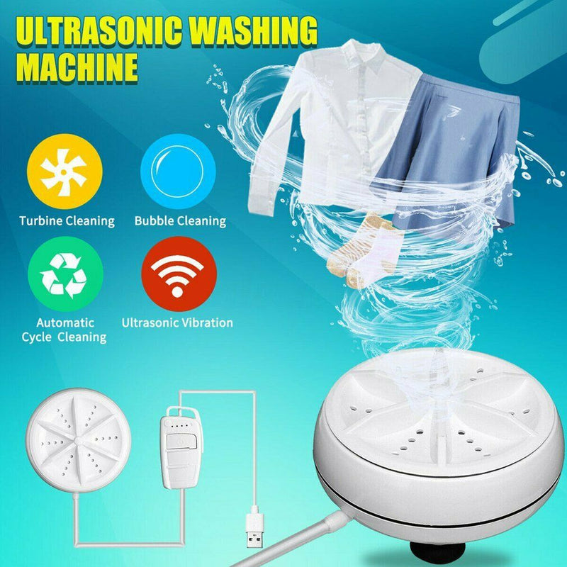 Mini Ultrasonic Washing Machine Portable Turbo Personal Rotating Washer Machine