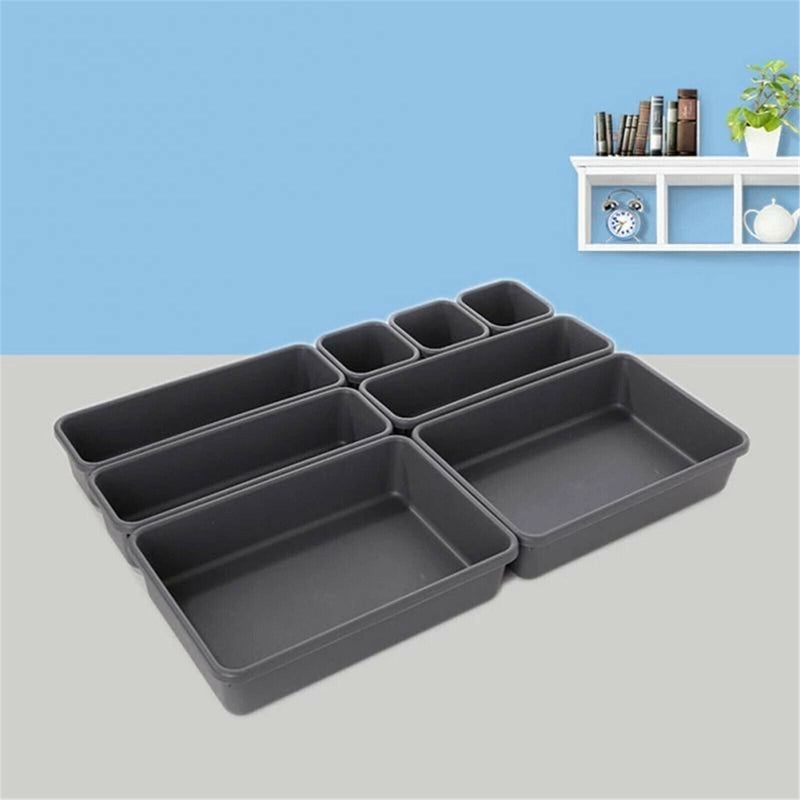 8pcs/set Drawer Desk Draw Cutlery Storage Tray