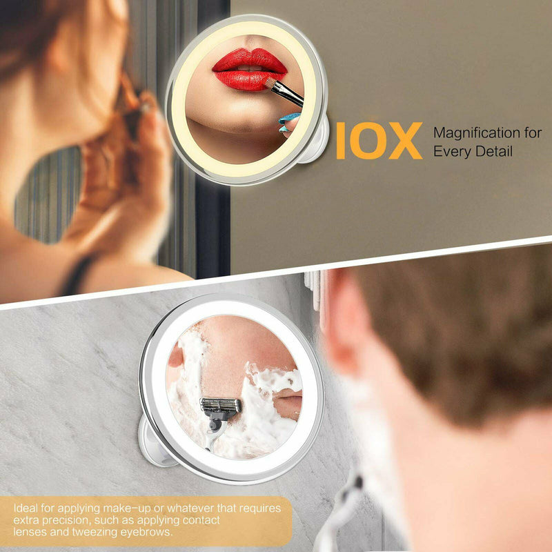 10x Magnifying Makeup Cosmetic Beauty Bathroom Mirror with LED Light 360° Spin