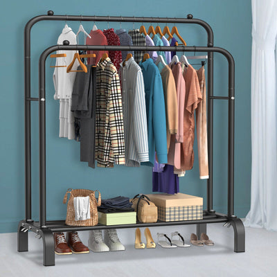 Heavy Duty Metal Double Rail Clothes Garment Hanging Rack