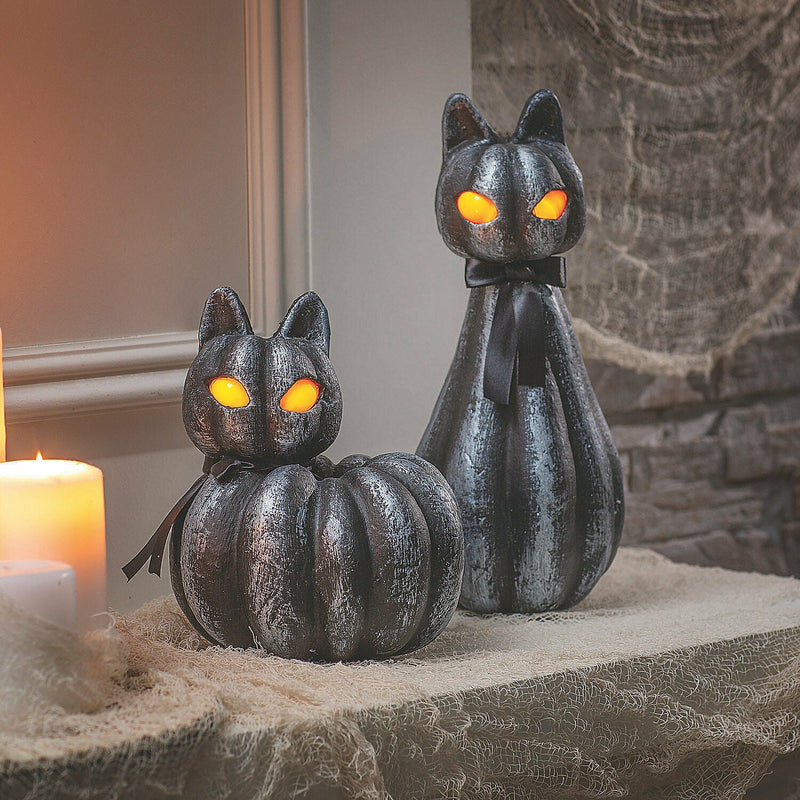 Pumpkin Black Cat Light-Up Halloween Decorations - Home Decor