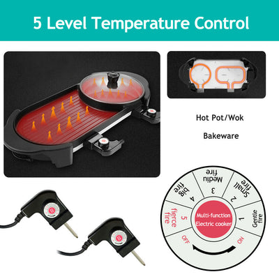 2 in 1 Hotpot Oven Smokeless Barbecue Pan Grill Machine Hot Pot BBQ