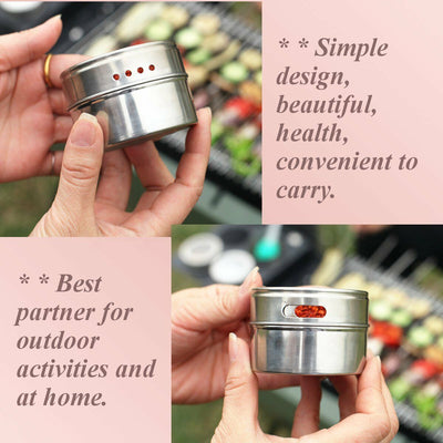 12pcs Magnetic Spice Container Tins Set Stainless Steel Jars