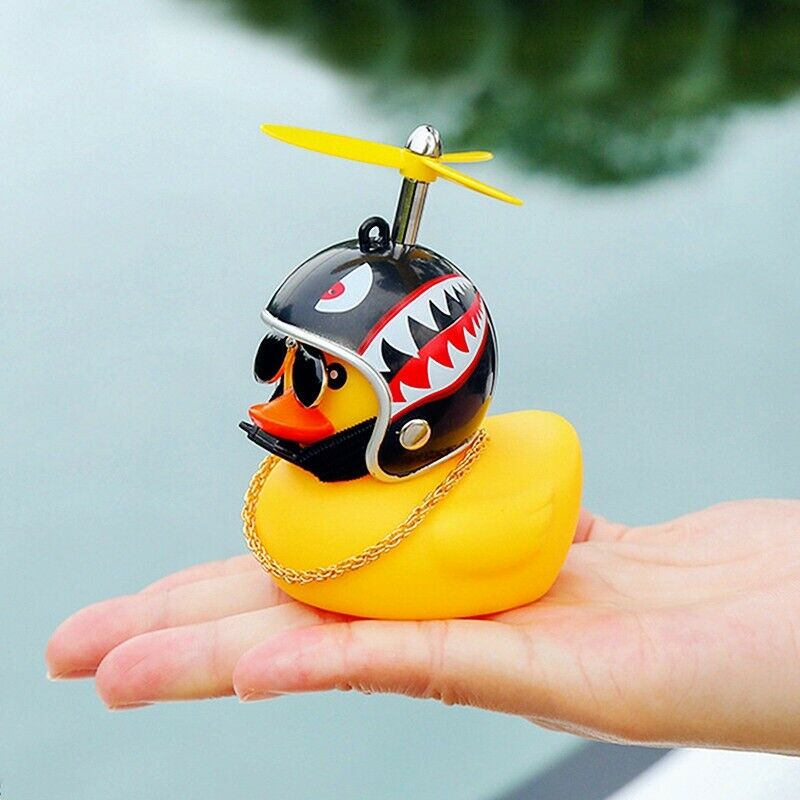 Wind Propeller Helmet Small Yellow Duck Wind & Wave breaking Car Dashboard Decor