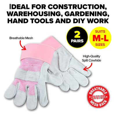 2PCE Leather Working Gloves Ladies