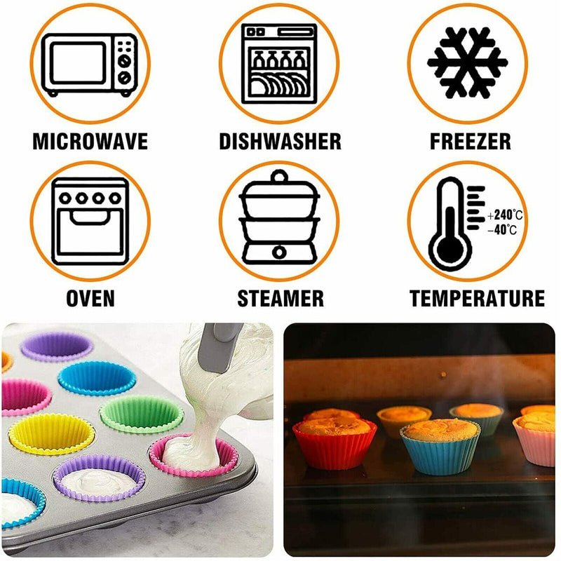 40PCS Round Cup Cake Silicone Baking Mould Cupcake Case