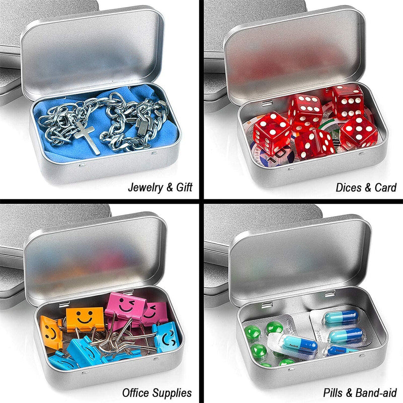 6Pcs Metal Hinged Tin Box Container