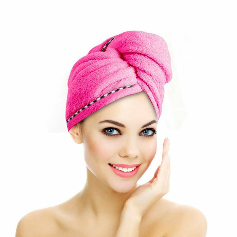 3PCS Rapid Fast Drying Hair Absorbent Towel Turban Wrap Soft Shower Bath Cap Hat