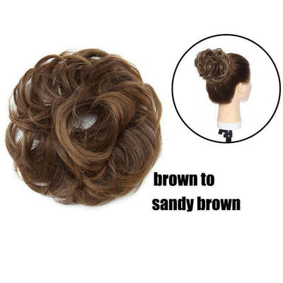 Girls Women Elastic Wig Hair Ring Curly Scrunchie Bun Chignon Ponytail Hairpiece