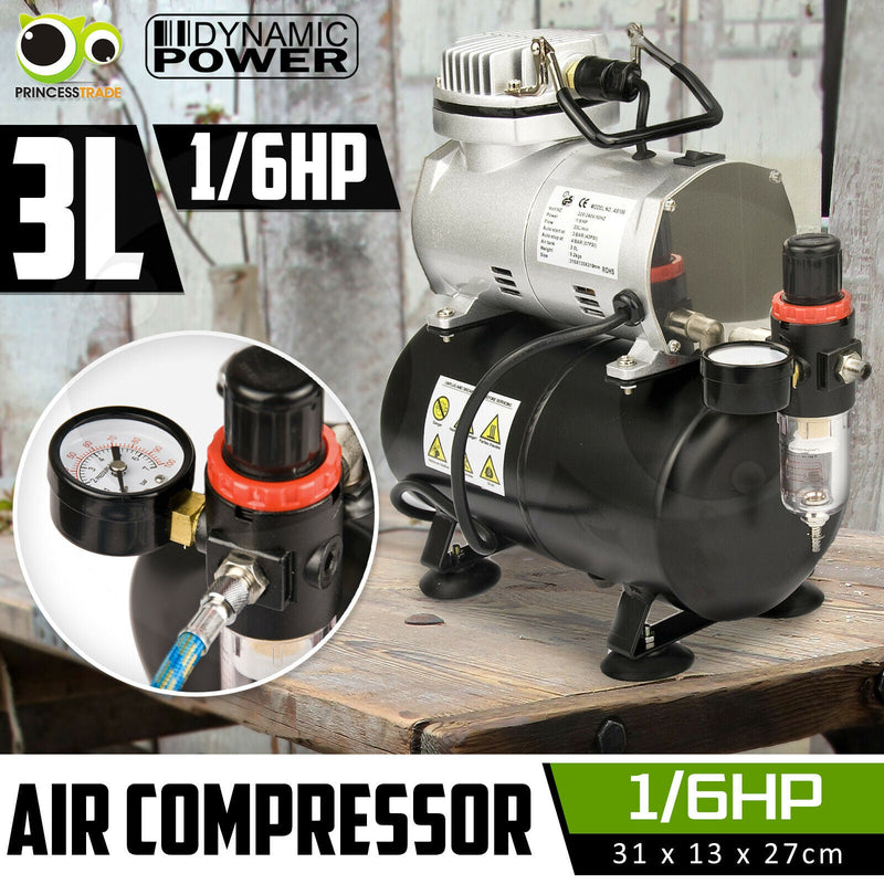 1/6HP Air Compressor with Tank for Air Brush Spray Gun Nail Art Make Up Tattoo