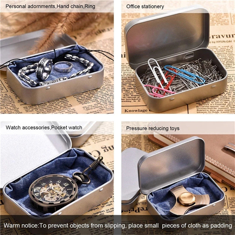 6Pcs Metal Hinged Tin Box Container