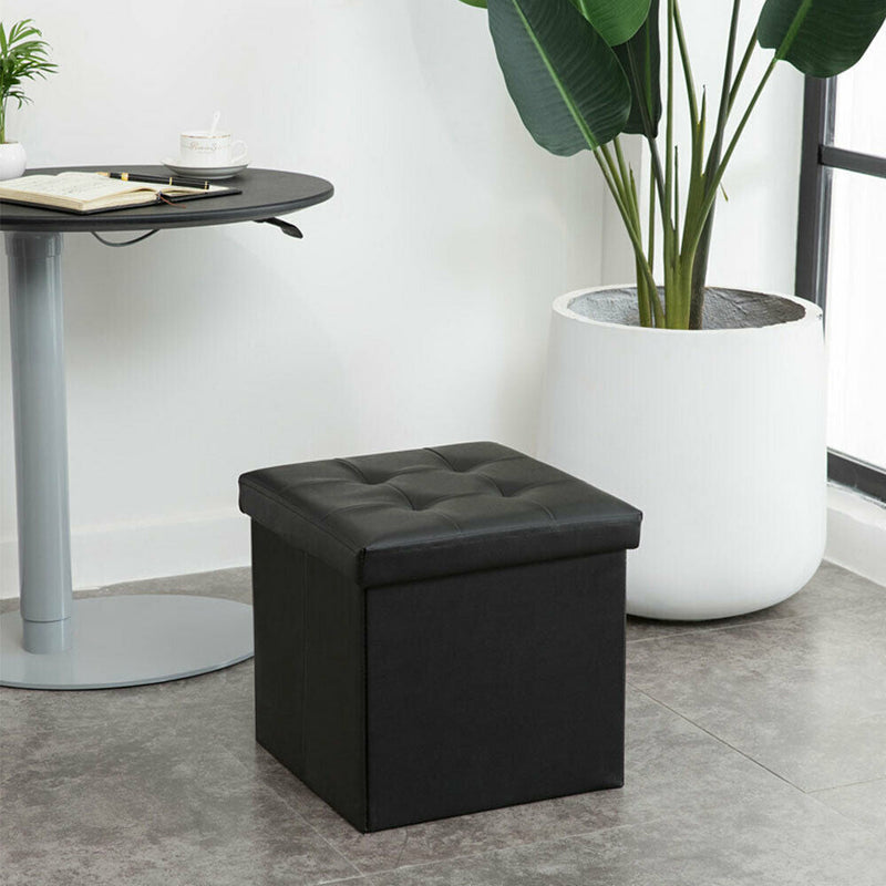 Folding Ottoman Pouf Storage Cube Stool