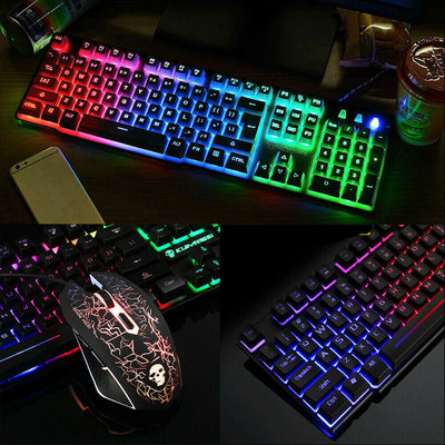 Rainbow T6 Gaming USB Keyboard and Mouse Set for PC