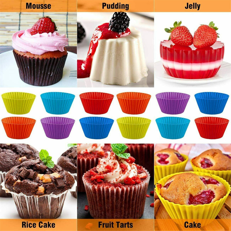 40PCS Round Cup Cake Silicone Baking Mould Cupcake Case