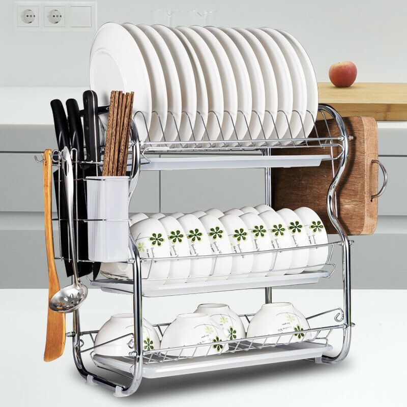 3 Tier Dish Rack Kitchen Storage Drying Stand Drainer Holder