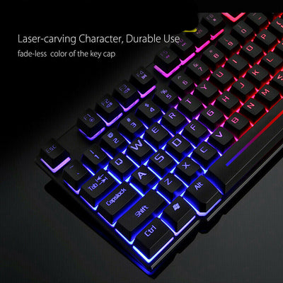 Rainbow T6 Gaming USB Keyboard and Mouse Set for PC