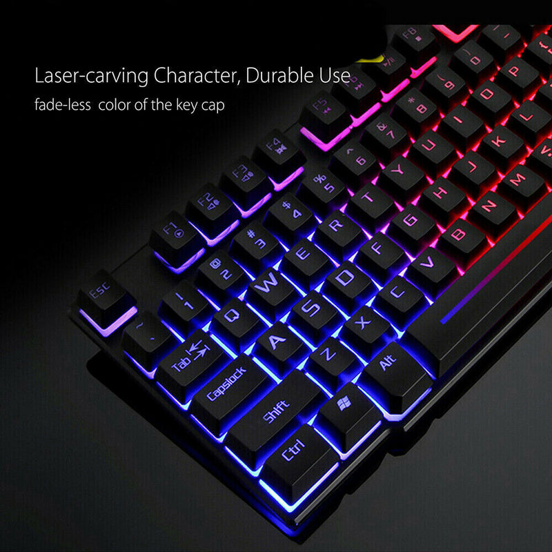 Rainbow T6 Gaming USB Keyboard and Mouse Set for PC