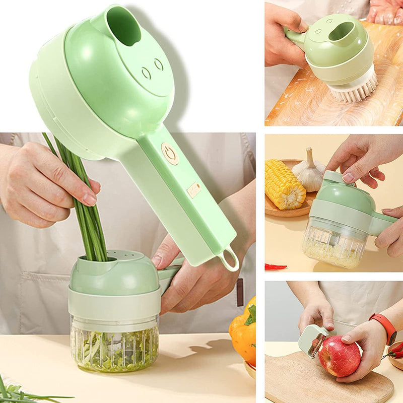 4 in 1 Mini Kitchen Handheld Electric Vegetable Cutter Set Wireless Food Chopper