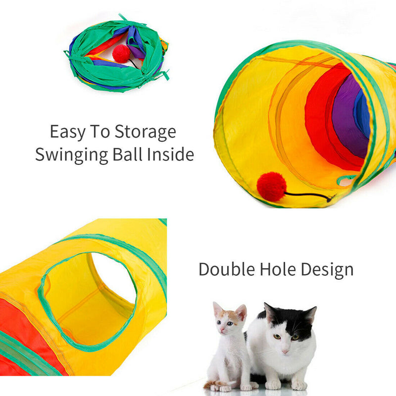 Cat Tunnel Collapsible Kitten Tube Play Toy