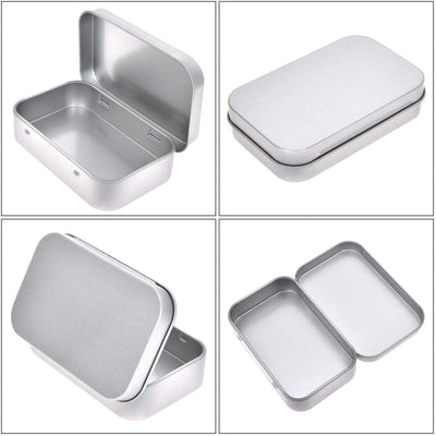 6Pcs Metal Hinged Tin Box Container